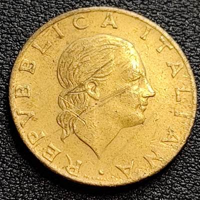 泉币菌-第75场-各国散币场 - 意大利1979年200里拉 丰收女神 齿轮 铝青铜币 外国硬币 24mm 