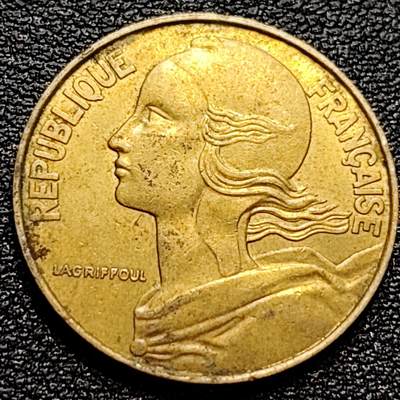 泉币菌-第77场-散币乐园场 法国1988年20生丁铜币 玛丽安娜 入欧前末版 绝版