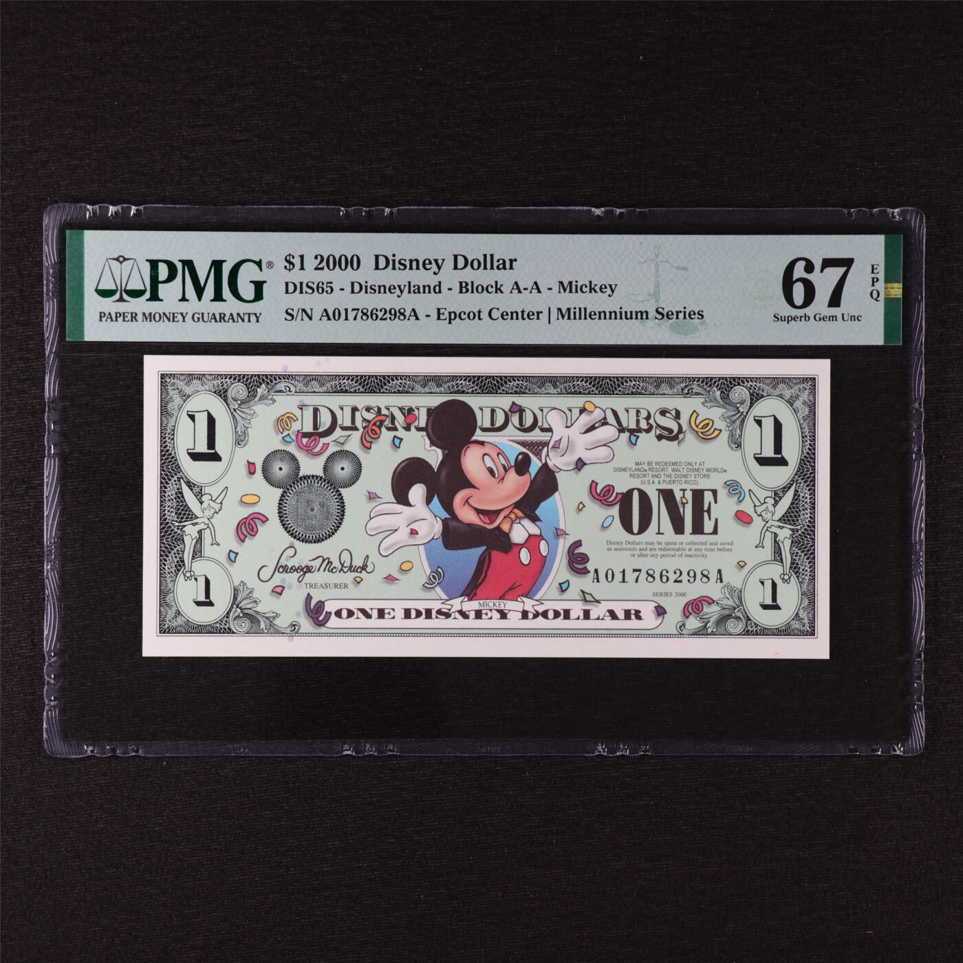 【亘邦集藏】第211期拍卖 2000年 美国迪士尼1美元 PMG 67EPQ A01786298A