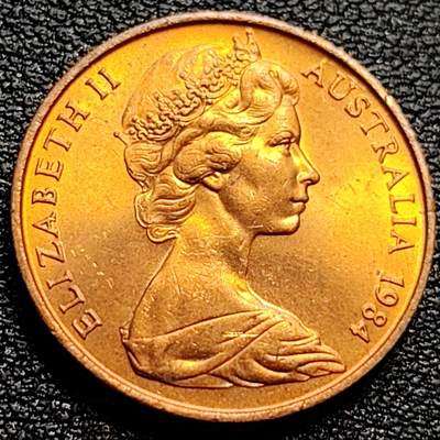 泉币菌-第77场-各国散币场 - 美品 1984年 英属澳大利亚2分铜币 伞蜥蜴斗篷蜥 21.5mm