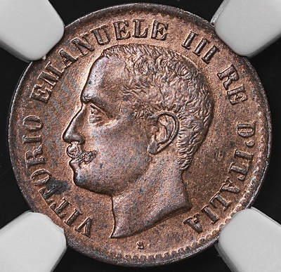 修遠堂世界钱币第八十期 - NGC MS63RB 1904年意大利1分铜币