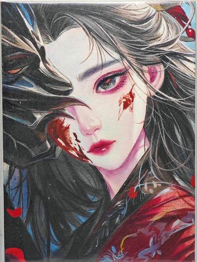 白泽拍卖卡牌手绘专场第22期中福卡展专场(离离暑云散，袅袅凉风起) - 2025 荼蘼手绘卡 血色幽颜  空灵亲签