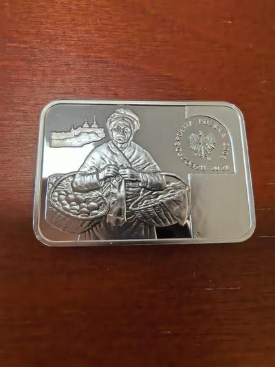 长老汇蛇年精选第三十五场拍卖 2006波兰画家亚历山大·吉尔姆斯基20兹罗提局部彩色长方形精制银币，28.28克925银，原厂盒