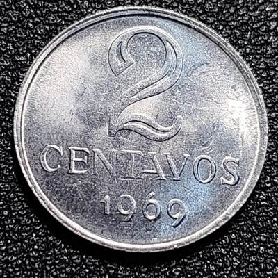 泉币菌-第74场-各国散币场 - 原光 1969年 巴西2克鲁塞罗 19mm不锈钢币