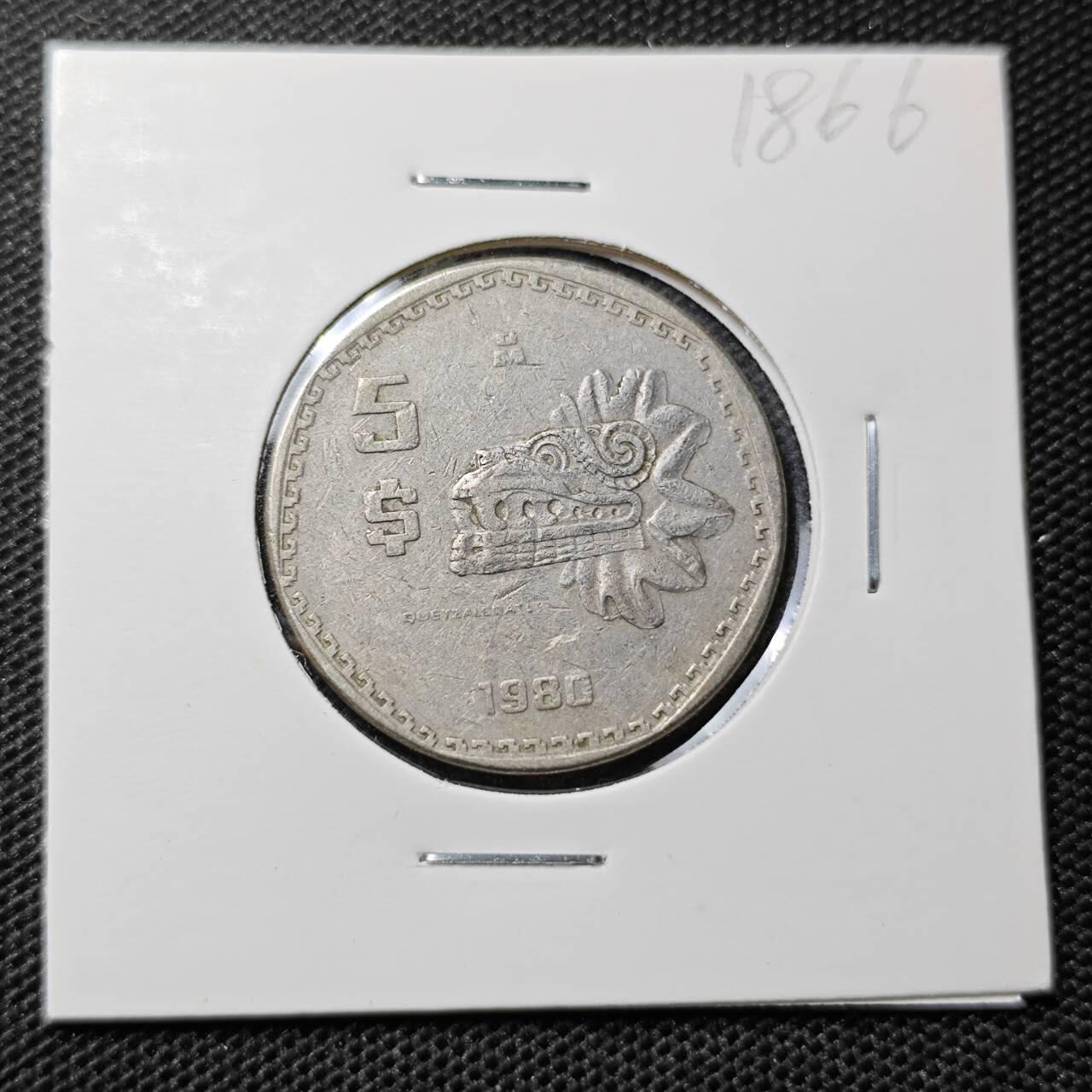 KK钱币收藏小铺 第318期 2月预留时间 周末发货 1980墨西哥5比索 