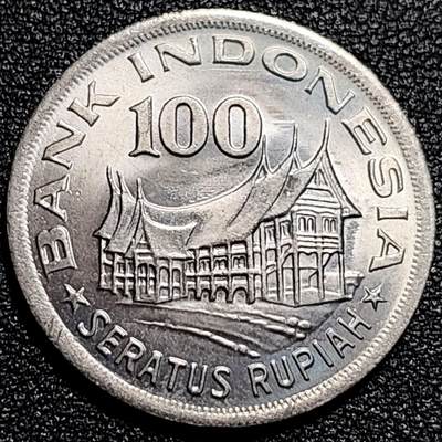 泉币菌-第74场-各国散币场 - 原光UNC 印尼 1978年100卢比 生命树的传奇 28mm