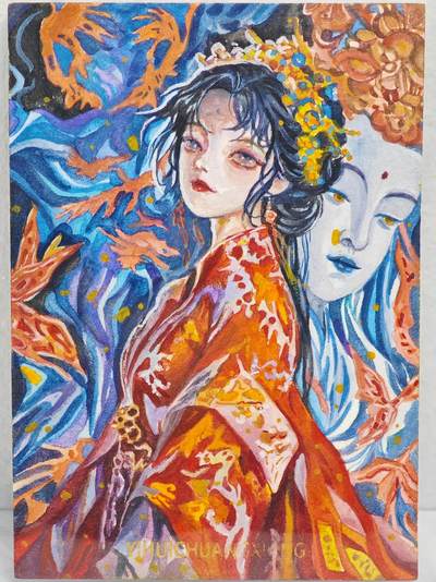 白泽拍卖卡牌手绘专场第22期中福卡展专场(离离暑云散，袅袅凉风起) - 2025 共绘创想手绘卡 莲华姬  一只羊亲签