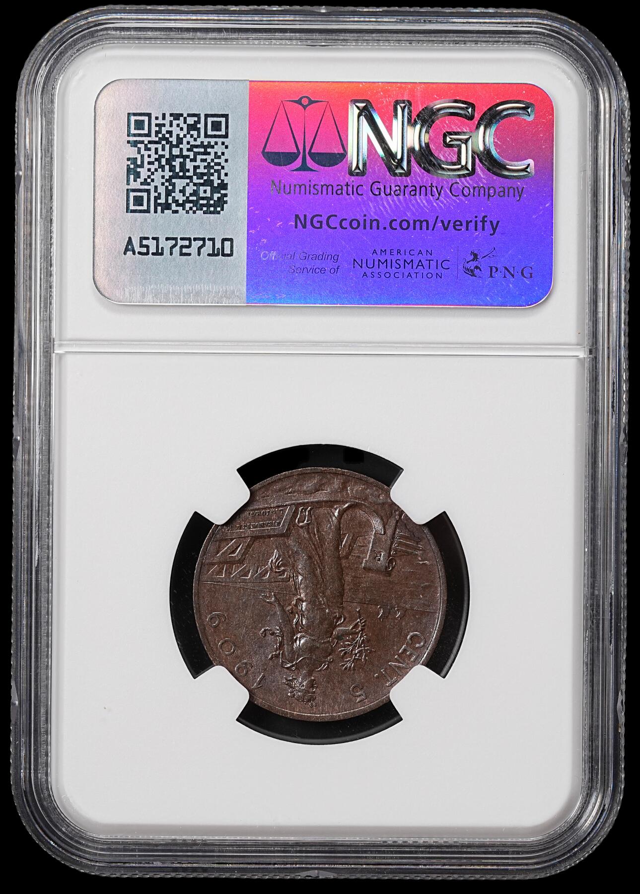 修遠堂世界钱币第八十期 NGC MS64BN 1909年意大利5分铜币