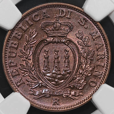 修遠堂世界钱币第八十期 - NGC MS64RB 1937年圣马力诺10分铜币