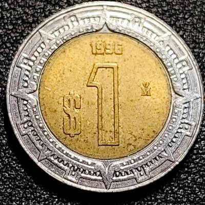 泉币菌-第74场-各国散币场 - 墨西哥1比索双色币 鹰蛇图案