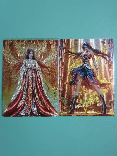 光影卡牌第19期，各家亲签，各家套卡，持续收拍品 - 奇点粗闪，火灵儿+焰灵姬一对 