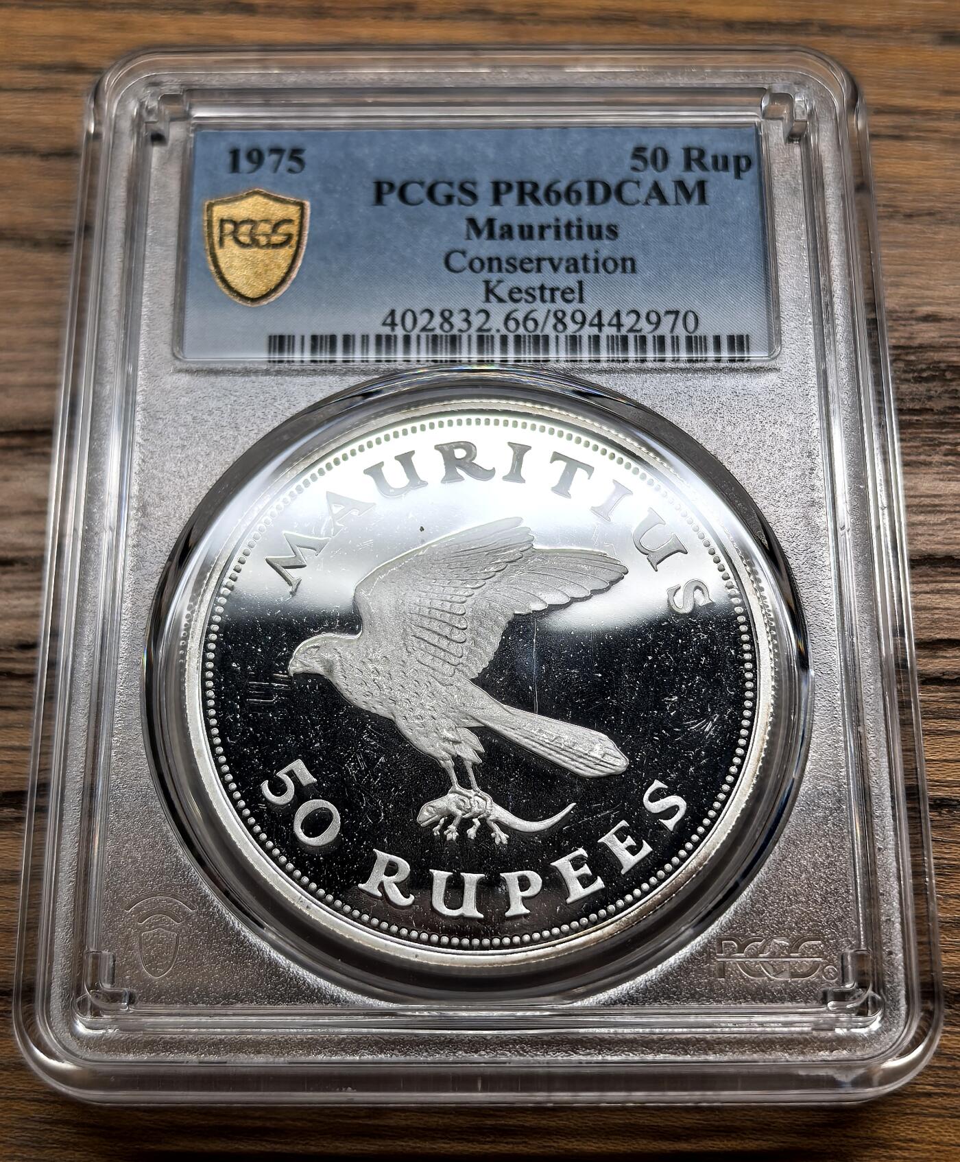 凡希社世界钱币微拍第三百零九期 1975毛里求斯珍稀动物50卢比大银精铸PCGS-PR66DCAM