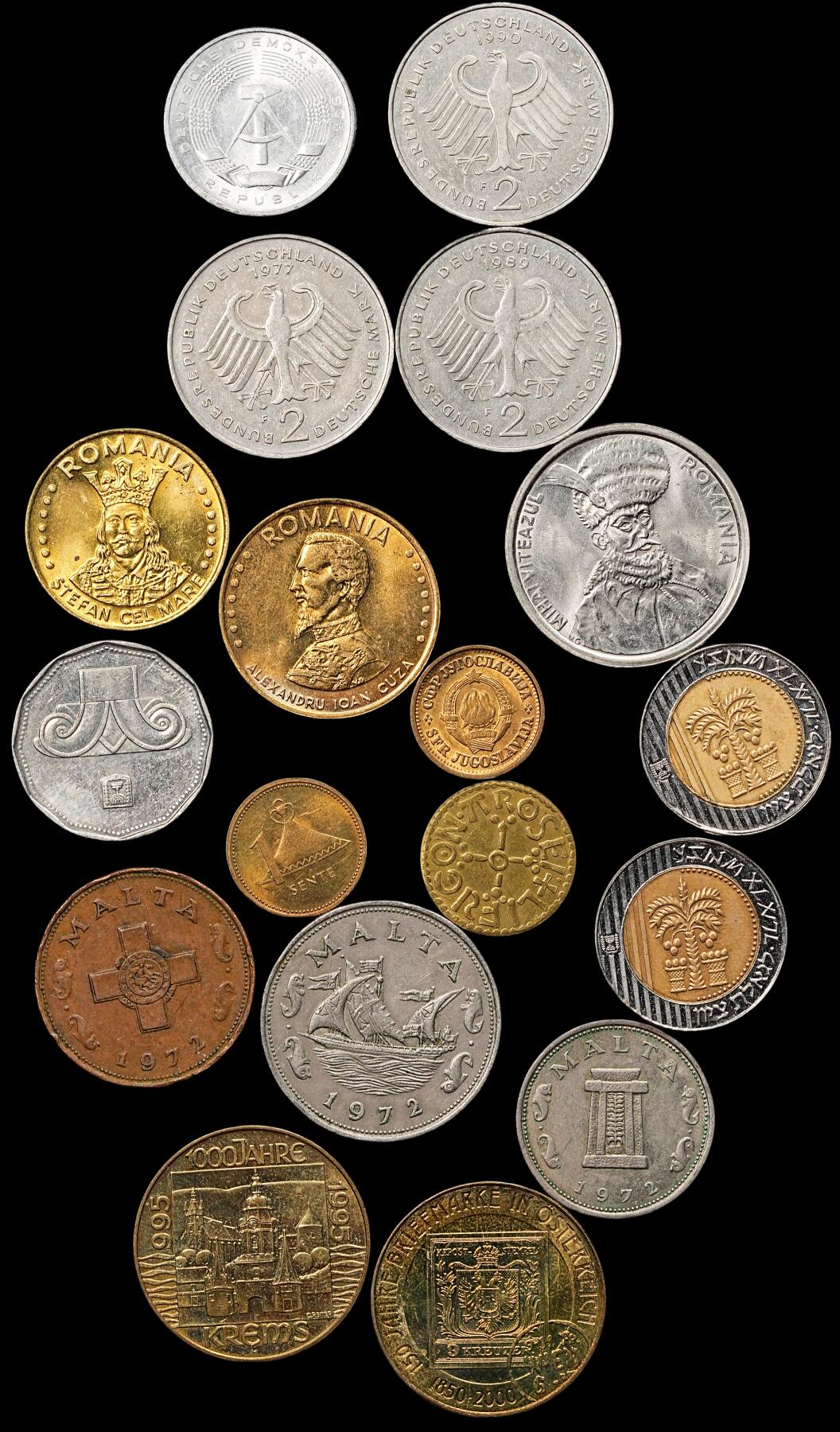 修遠堂世界钱币第八十期 马耳他，德国，罗马尼亚，德国等现代币一组
