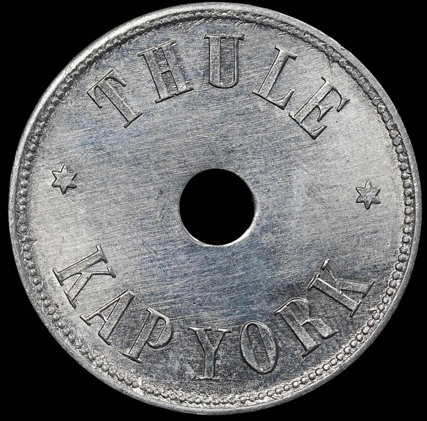 修遠堂世界钱币第八十期 1932年格陵兰-坎普.约克角5克朗铝代用币 仅铸造500枚