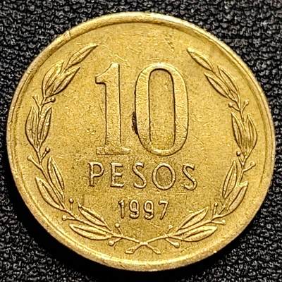 泉币菌-第84场-散币乐园场 智利1997年10比索青铜币 独立战争领袖奥希金斯 21MM