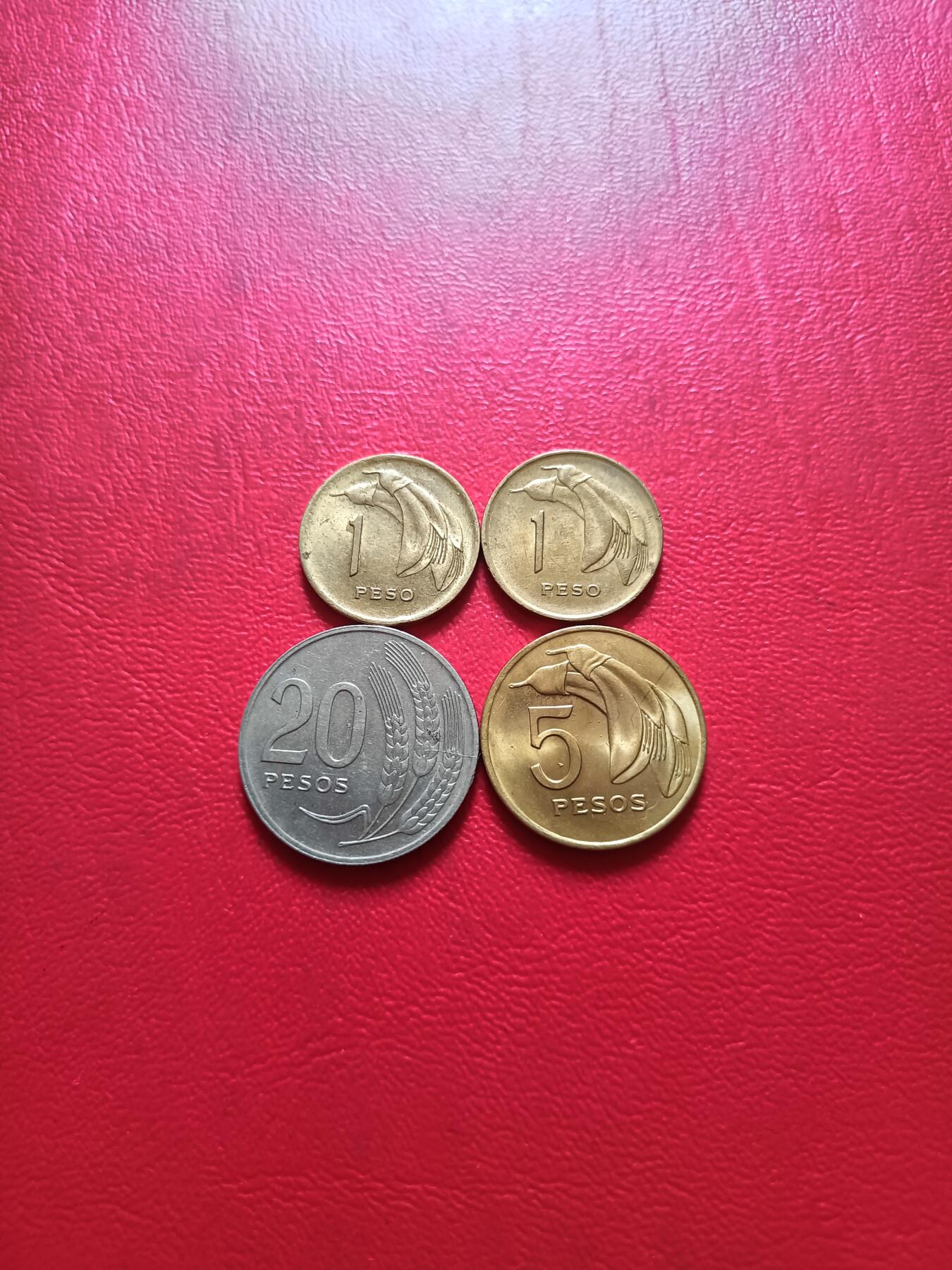 【云涧收藏】第五十二场 乌拉圭1968年1比索、1969年1、5比索、1970年20比索4枚