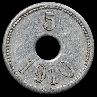 修遠堂世界钱币第八十期 - 1910年格陵兰-坎普.约克角5欧尔铝代用币 仅铸造5000枚