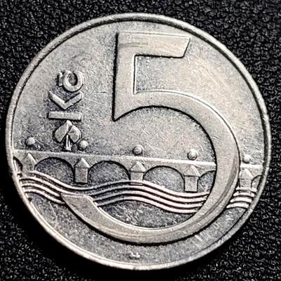泉币菌-第82场-散币乐园场 - 捷克5克朗硬币 1993年 双尾狮23mm 欧洲币