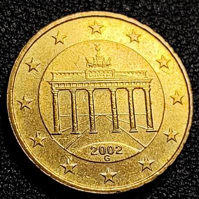 泉币菌-第82场-散币乐园场 - 欧元 德国2002年 10欧分合金铜币 勃兰登堡门 地图 A厂标 19.75MM