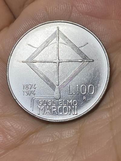 2025年第七十八场(总第一百零四场）外国好品散币(免佣金) - 意大利🇮🇹1974单年份100里拉(无线电之父，古列尔莫·马可尼逝世100周年纪念币)