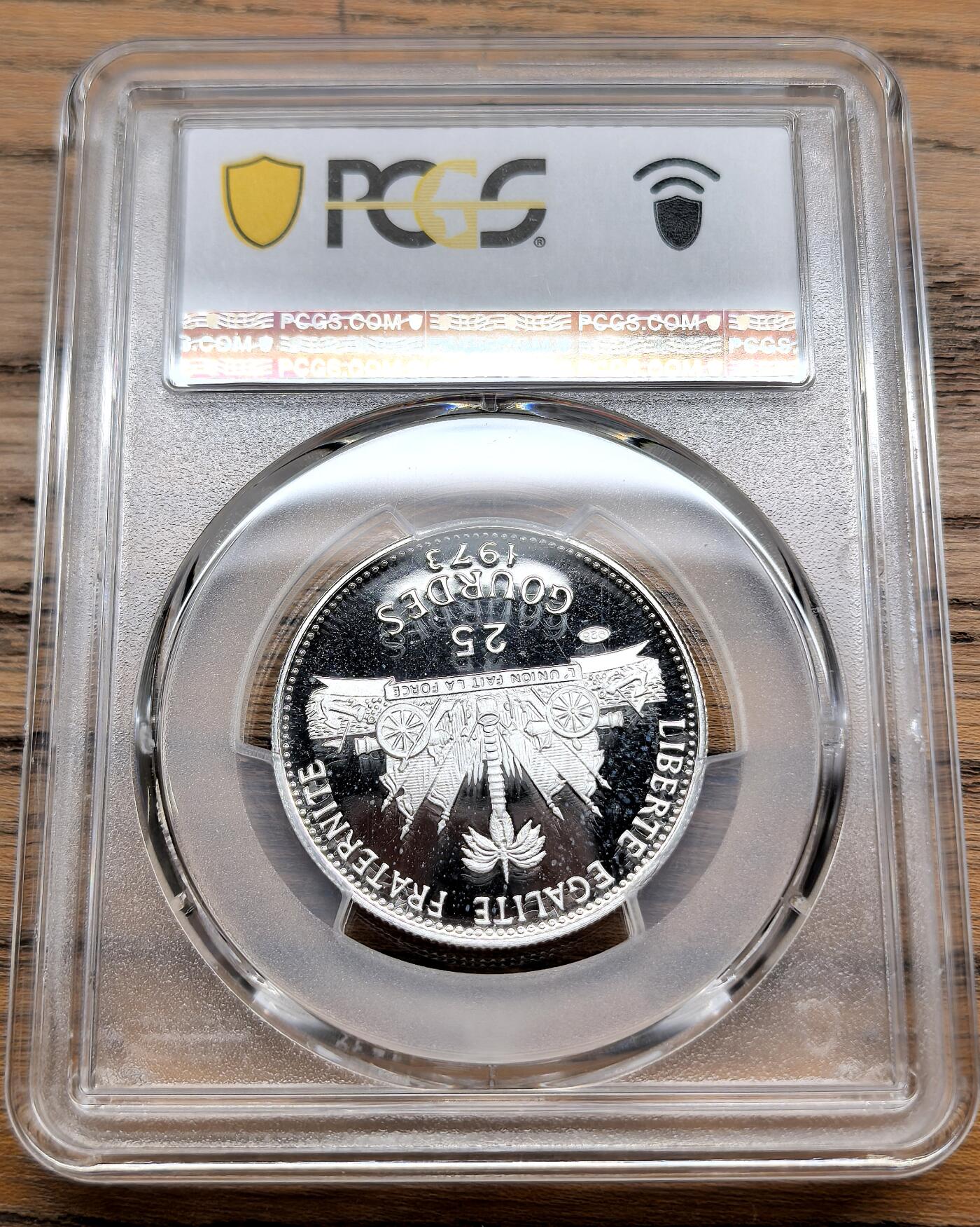 凡希社世界钱币微拍第三百零九期 1973海地哥伦布纪念25G银币精铸PCGS-PR68DCAM