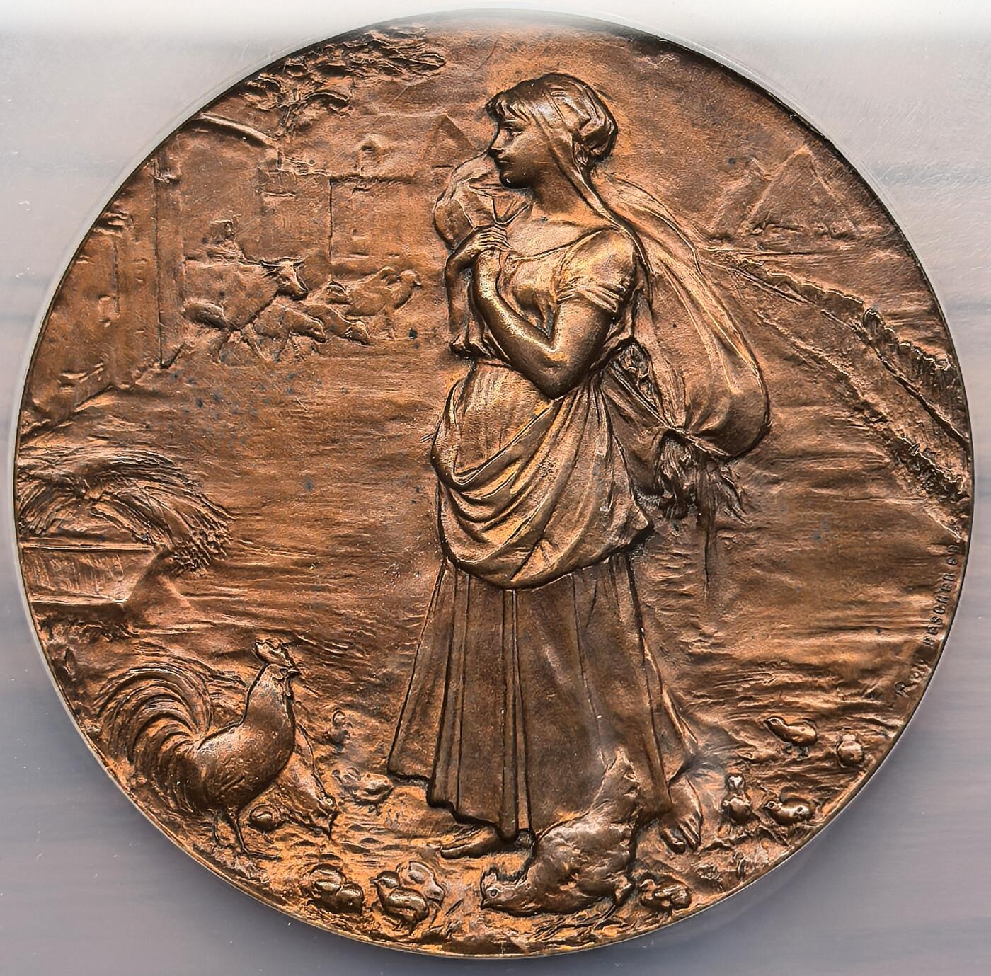 凡希社世界钱币微拍第三百零九期 十九世纪法国奥尔良农业协会纪念大铜章NGC-UNCD