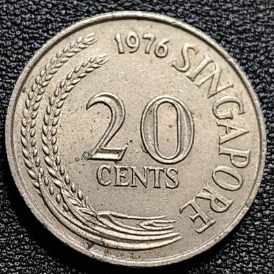 泉币菌-第84场-散币乐园场 高币值 1976年 新加坡20分 海洋动物-剑鱼 24mm