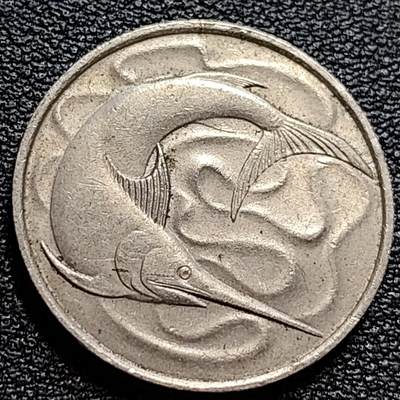 泉币菌-第84场-散币乐园场 - 高币值 1976年 新加坡20分 海洋动物-剑鱼 24mm