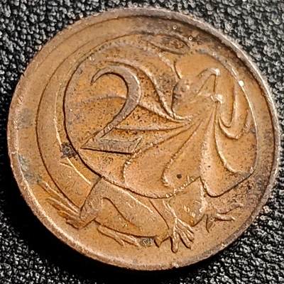 泉币菌-第82场-散币乐园场 - 美品 1974年 英属澳大利亚2分铜币 伞蜥蜴斗篷蜥 21.5mm