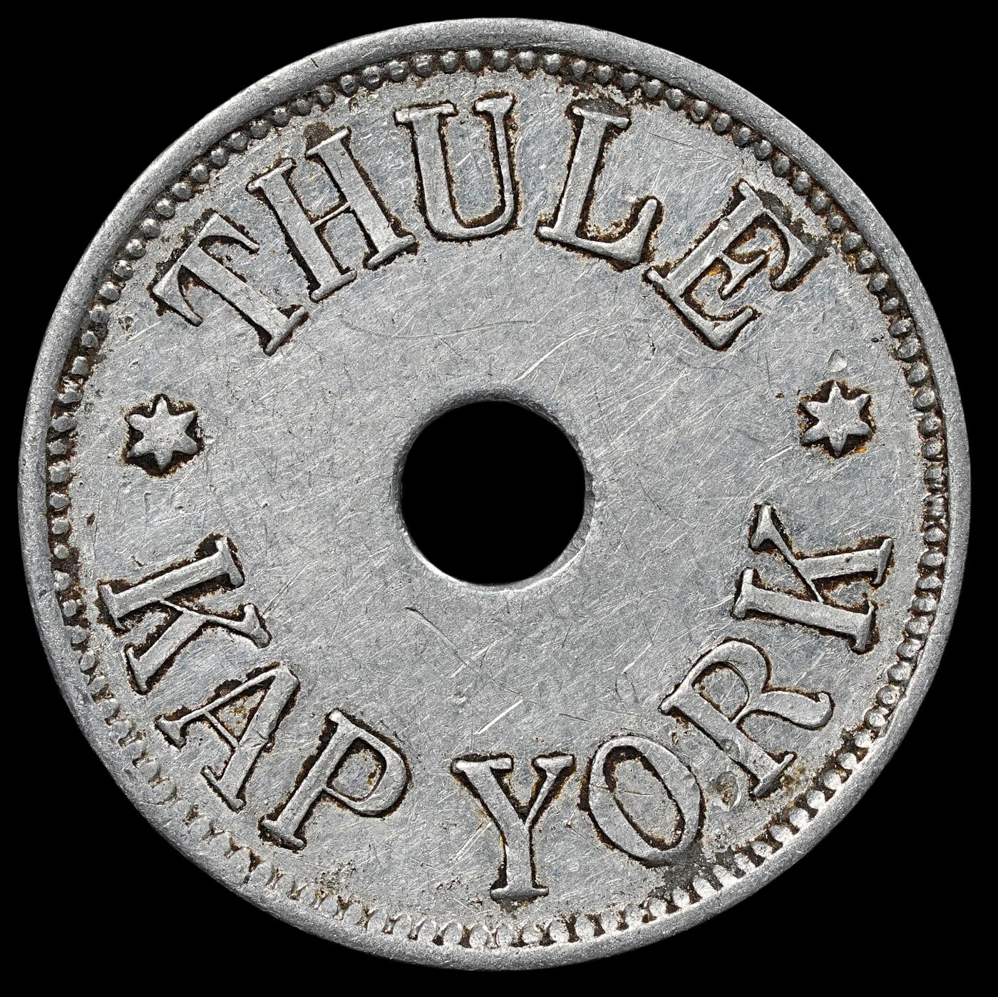 修遠堂世界钱币第八十期 1910年格陵兰-坎普.约克角100欧尔铝代用币 仅铸造2000枚