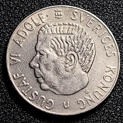 泉币菌-第80场-散币乐园场 - 瑞典1970年1克朗铜镍币，古斯塔夫六世，25mm