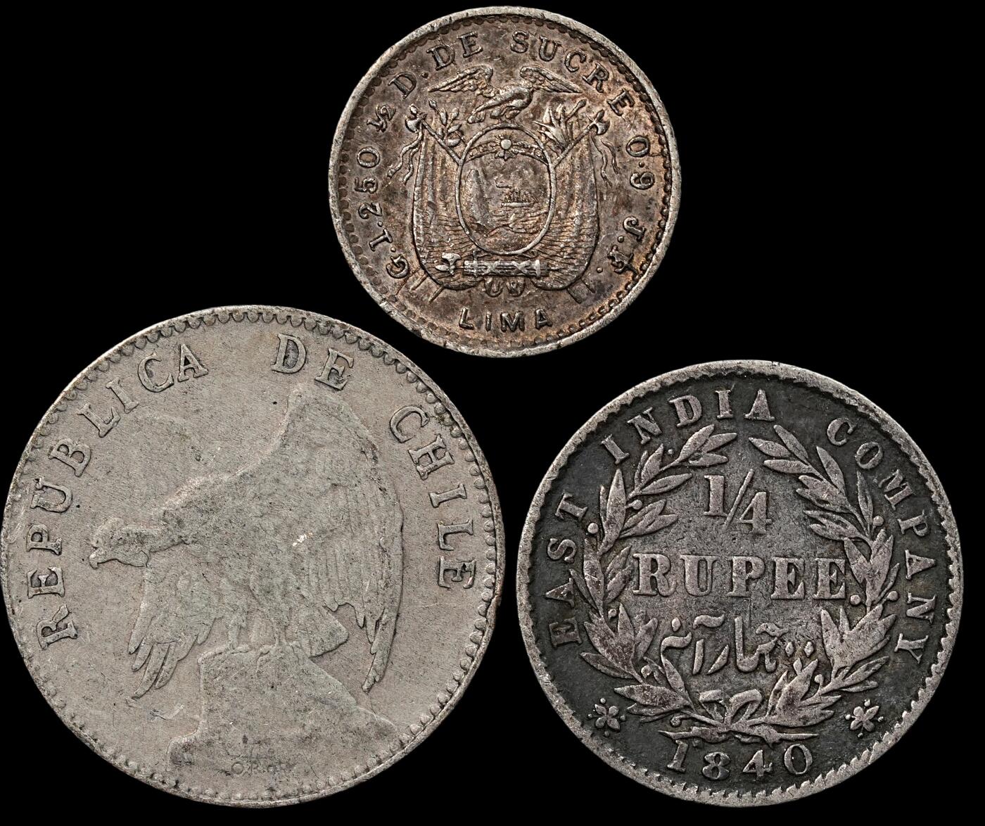 修遠堂世界钱币第八十期 世界小银币3枚 7g