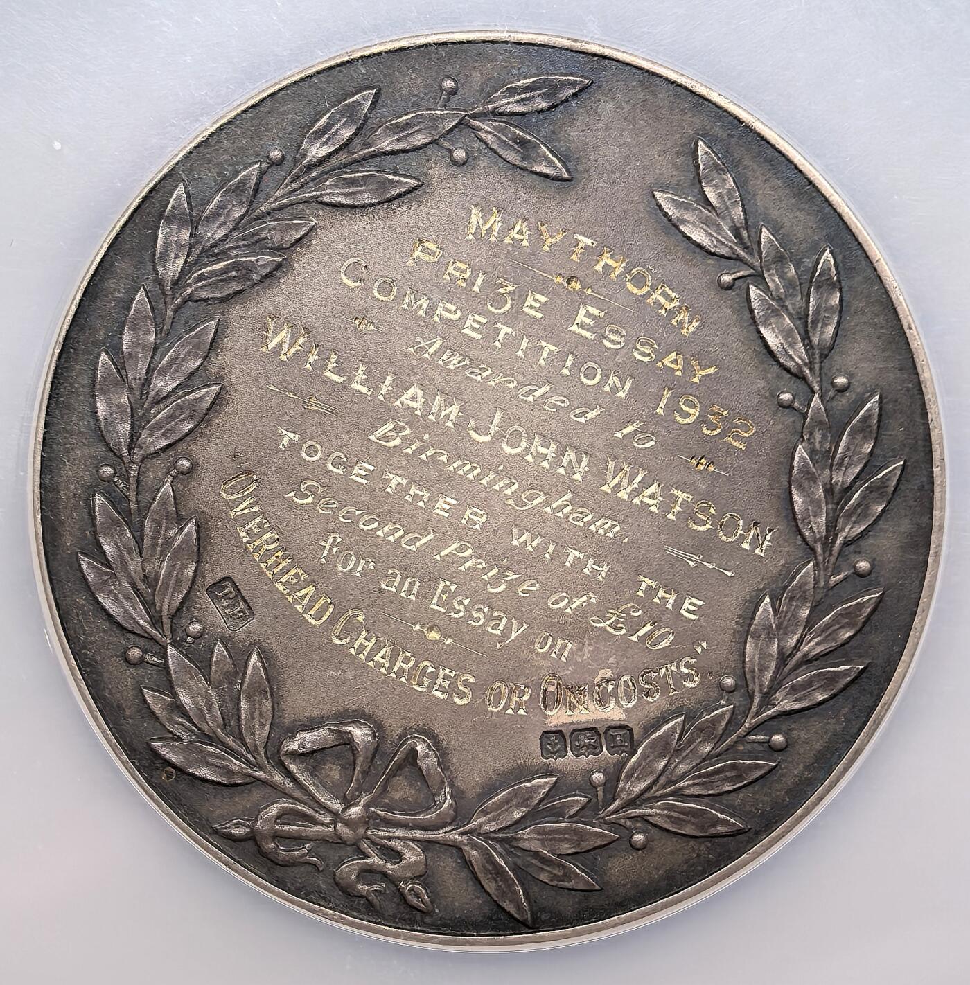 凡希社世界钱币微拍第三百零九期 1930S英国汽车与马车制造研究所银质奖章NGC-MS63