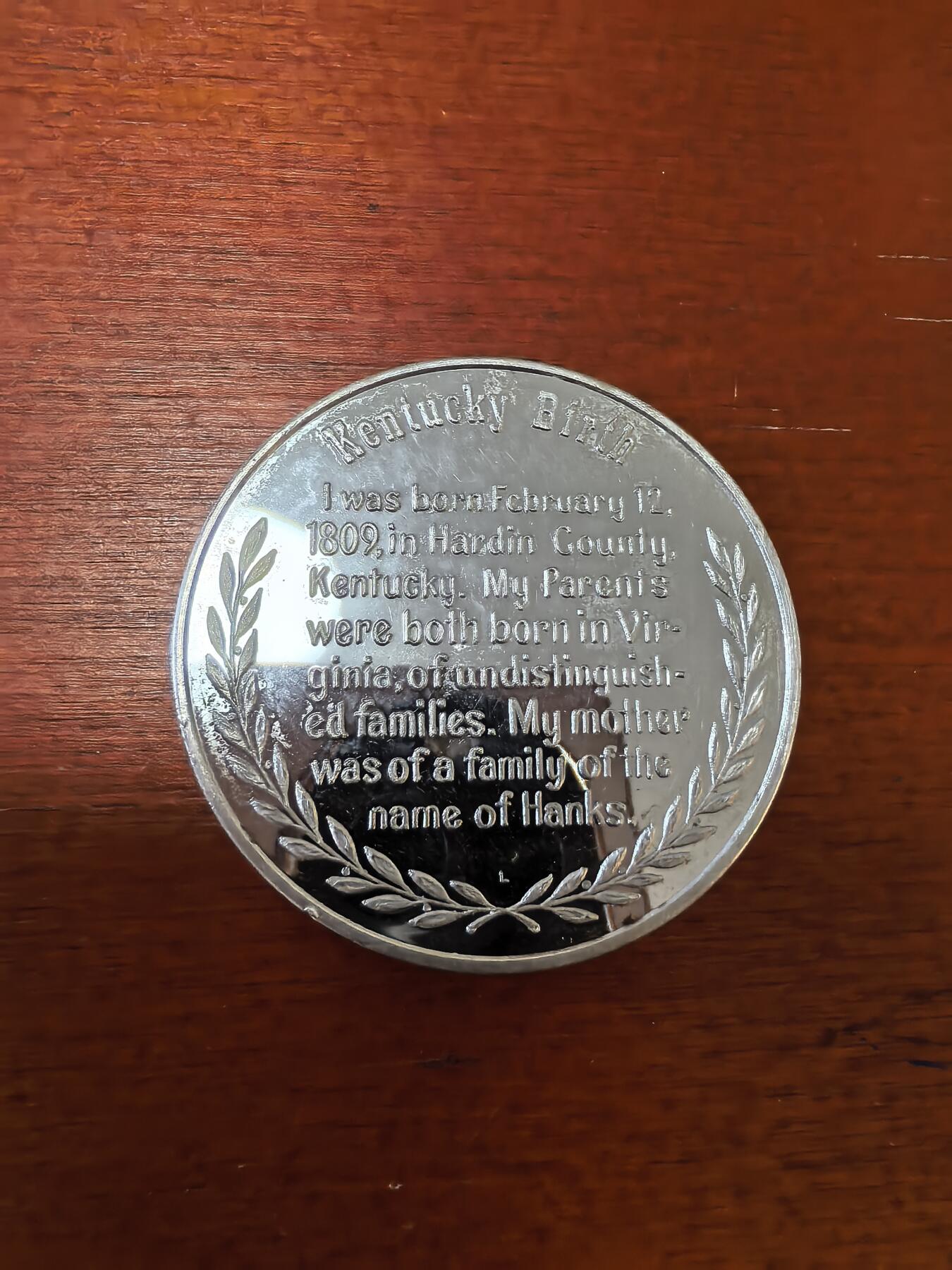 长老汇蛇年精选第三十五场拍卖 美国林肯生平之肯塔基诞生银章，1盎司925银