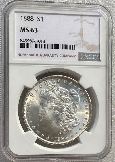 NGC MS63分1888年美国摩根女神一元银币 - NGC MS63分1888年美国摩根女神一元银币