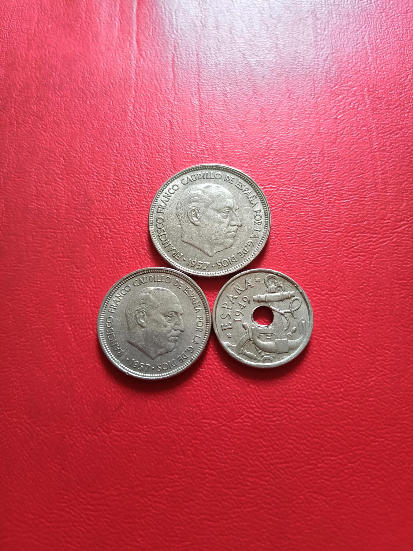 【云涧收藏】第五十二场 西班牙弗朗哥50分、5、25比塞塔3枚