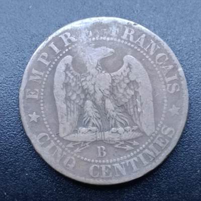 【淘币小摊】限时拍第七百零七拍  老铜币场 满百包邮可预留两周  周一统一发货  - 法国1854年拿破仑三世5分铜币