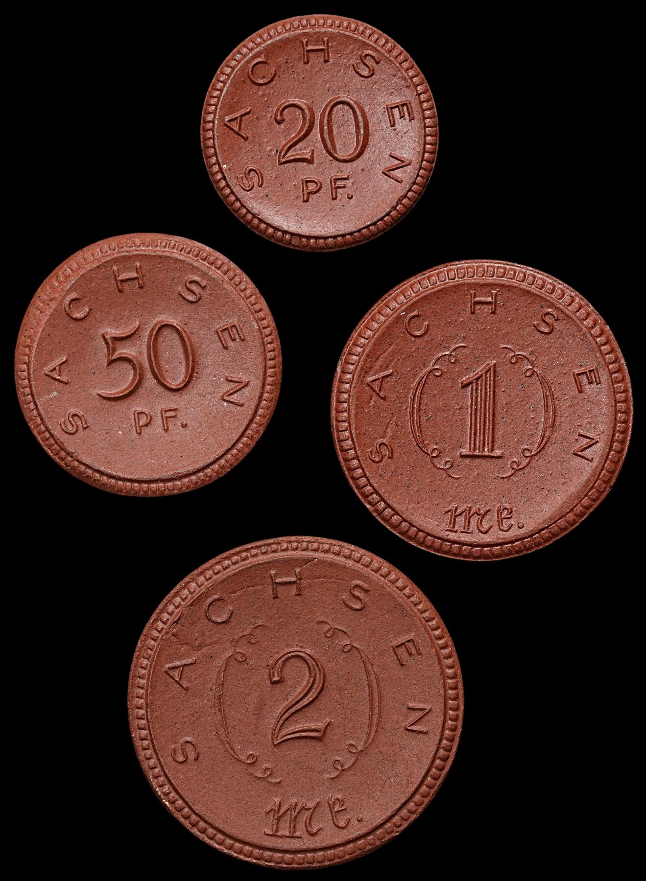 1921年德国紧急时期萨克森陶瓷币四枚完全未流通- 修遠堂- 修遠堂- 麦稀奇