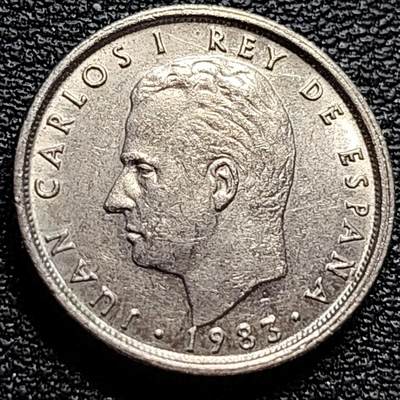 泉币菌-第84场-散币乐园场 原光美品 1983年西班牙10比萨塔镍币 卡洛斯一世 双柱 西班牙国徽 袖珍币