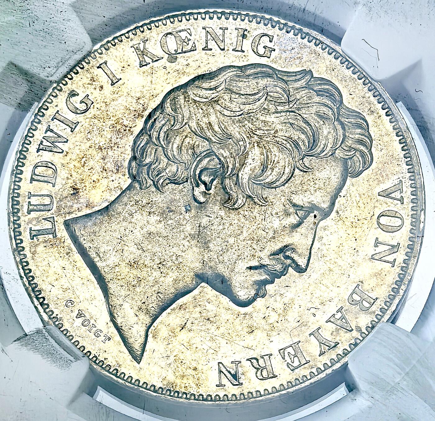 凡希社世界钱币微拍第三百零九期 1844德国巴伐利亚统帅堂纪念2泰勒NGC-UNCD，附视频