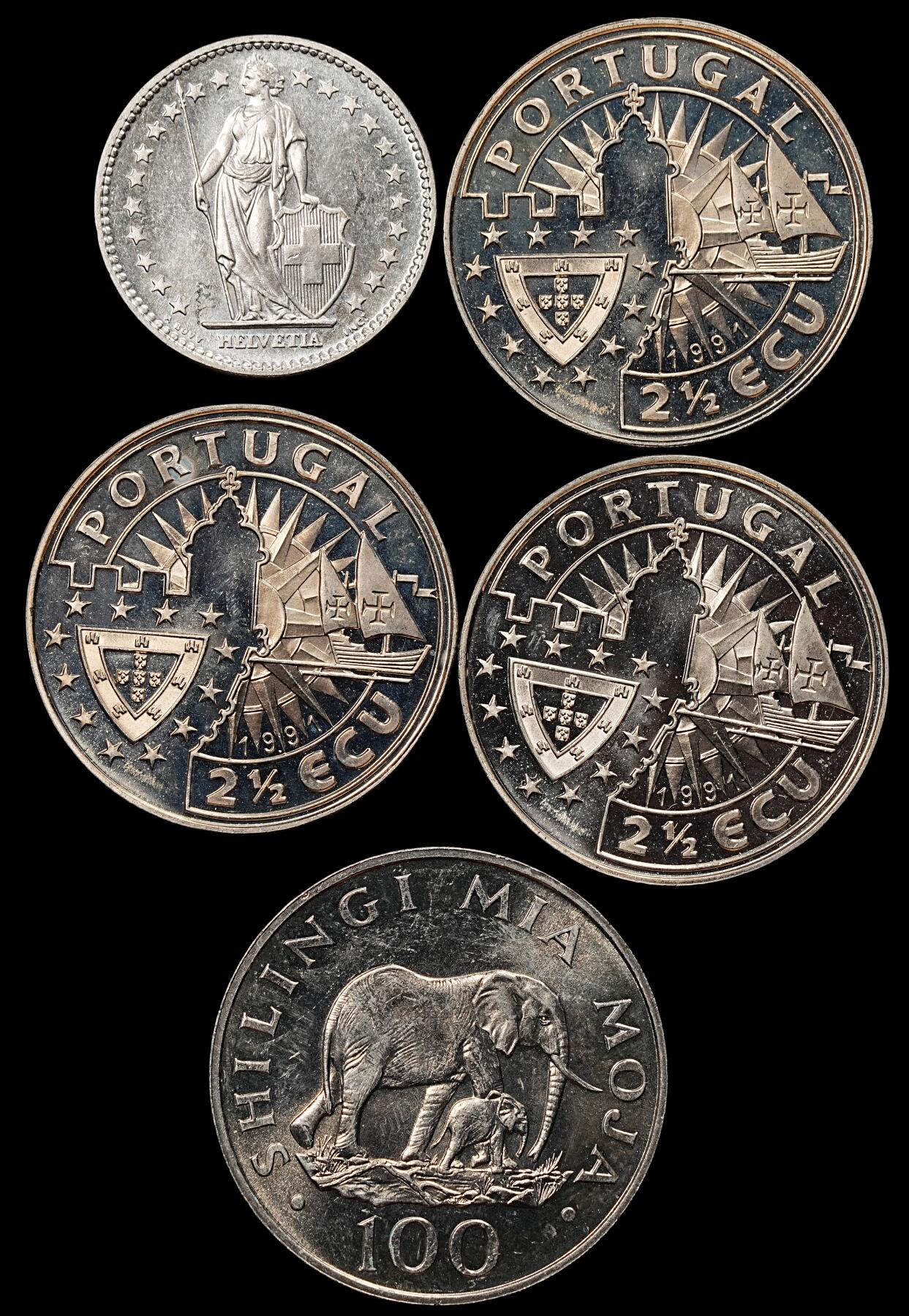 修遠堂世界钱币第八十期 葡萄牙，瑞士，坦桑尼亚现代币一组