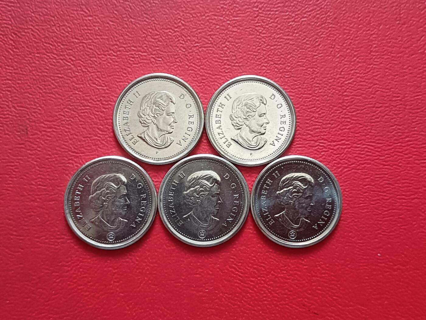 【云涧收藏】第五十二场 加拿大2003年～2011年10分5枚，BU