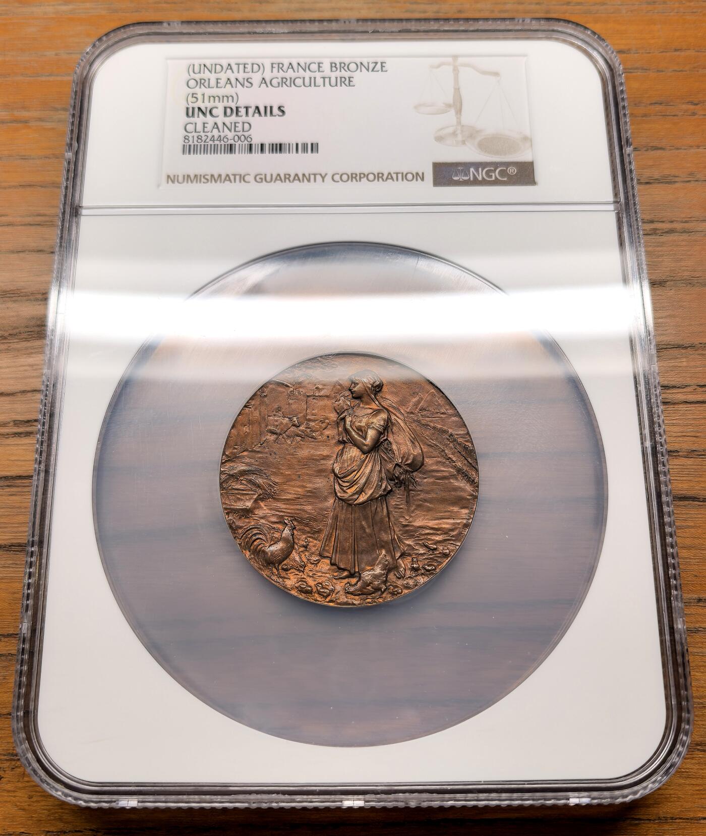凡希社世界钱币微拍第三百零九期 十九世纪法国奥尔良农业协会纪念大铜章NGC-UNCD