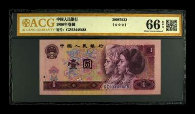 四版大靓号专场 - 1980年壹圆天蓝之星尾88