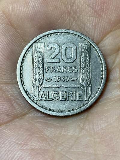 2025年第七十八场(总第一百零四场）外国好品散币(免佣金) - 少见–法属阿尔及利亚1949年20法郎(首发年，仅发行2年)