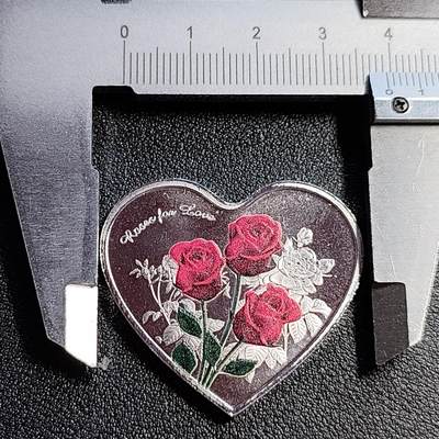 泉币菌-第84场-散币乐园场 纪念章 爱心 七夕 情人节玫瑰 厚2mm 尺寸如图 纪念品