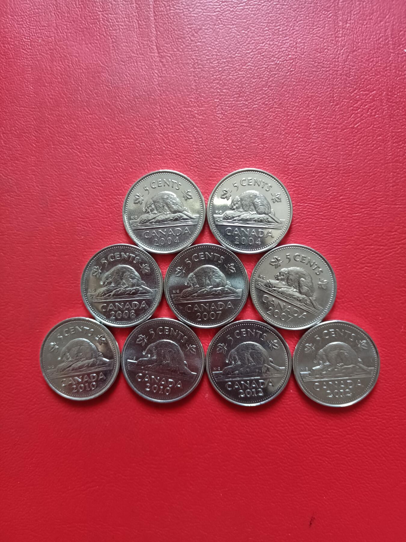 【云涧收藏】第五十二场 加拿大2004年～2012年5分9枚，BU