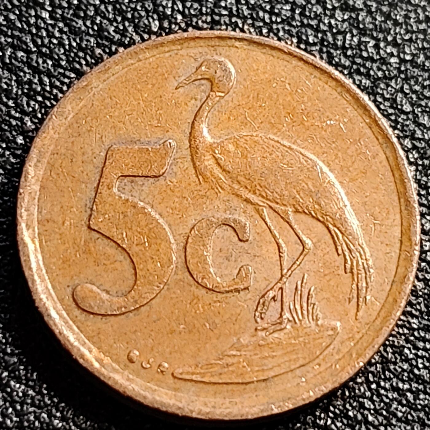 泉币菌-第82场-散币乐园场 南非1997年5分 硬币，蓝鹤，21mm