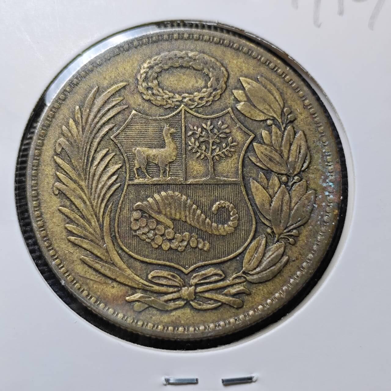 KK钱币收藏小铺 第319期 2月预留时间 周末发货  1954秘鲁1索尔大铜币