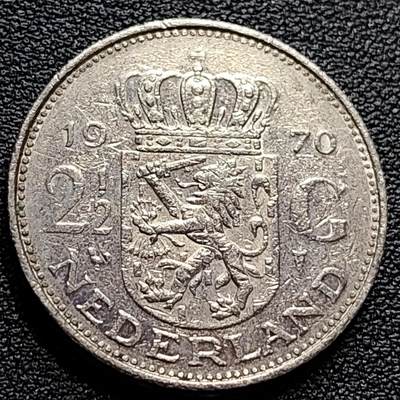 泉币菌-第84场-散币乐园场 -  荷兰王国 1970年 2.5盾 朱莉安娜女王 29mm 荷兰入欧前 绝版
